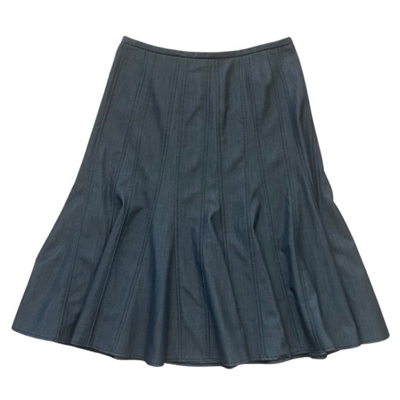 Sharagano Dresses & Skirts - Vintage SHARAGANO Y2K High Rise Soft Dark Washable Denim Pleated Full Jean Skirt